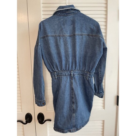 Signature 8 Womens Denim Shirt Dress Size M Medium Wash Button Front Long Sleeve - Picture 2 of 11